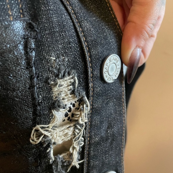 DIY distressed puck rock jean vest size small - Picture 5 of 10